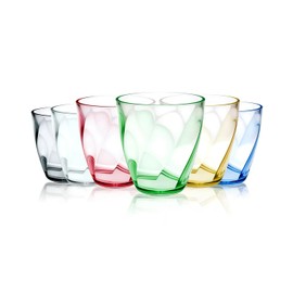 Molybdix Plastic Drinking Glasses Set of 6, Reusable Crystal Clear Acrylic Plastic Cups, Unbreakable Water Tumbler, Stackable Beverage Tumbler for Juice, Dishwasher Safe（6pc-300ml/16oz）