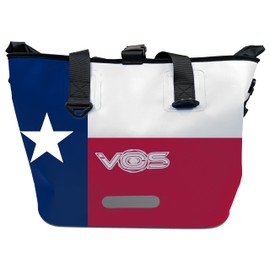 VOS Waterproof Premium Texas Dry Bag – All-purpose Tote Bag with Zip Pocket (Red, Blue, White) - Keep Your Gear & Personal Items Dry During Hiking, Camping, and Water Sports