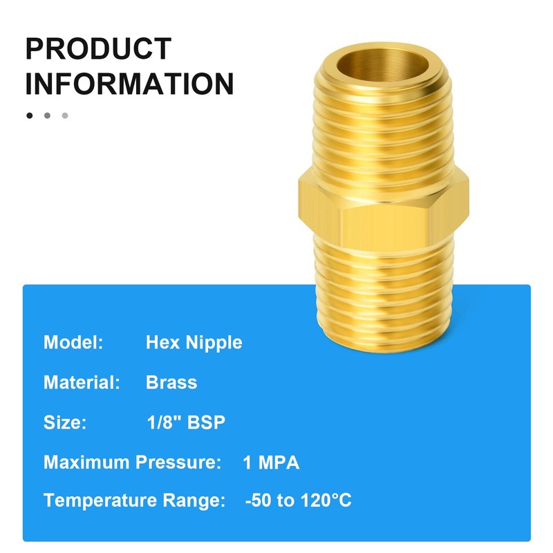 ERGAOBOY 12 PCS 1/8" x 1/8" BSP Brass Pipe Fitting,