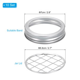 PATIKIL Metal Flower Lid Insert 2.8x2.7inch, 10 Pcs Flower Jar Insert Lid Flower Organizer Lid Insert with Square Grids for Mouth Canning Jars, Silver