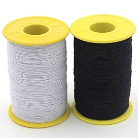 Anjiyoyo 2 PCS 0.5mm White and Black Elastic Thread 547 Yard