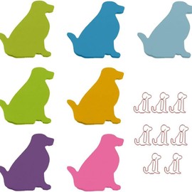 JchEnye 210 Pieces Cute Dog Sticky Notes with Paper Clips, Cartoon Animal Sticky Notes, Same Colour Paper Clips, Index Tags, Dog Shapes, Markers, Flags, Notebook