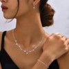 Jstyle Silver Bridal Wedding Jewelry Set Crystal Necklace Bracelet Dangle