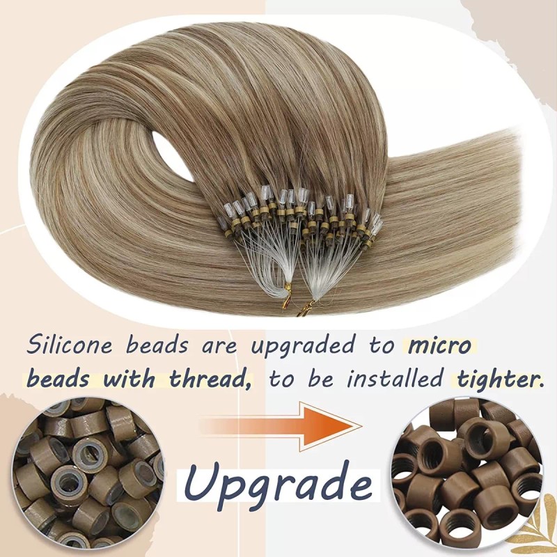 Ugeat Extensiones Cabello Humano 50gr 16in 50pz Marrón Mixto Con