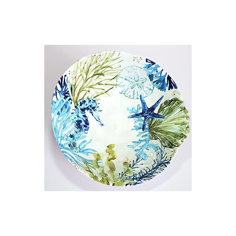 Sigrid Olsen Green Blue Coral Reef Melamine with Seahorse, Starfish