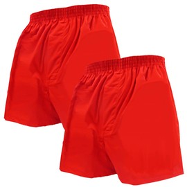 Sugamo no Marji The Original Red Pants Set of 2 Solid Red Trunks (Front Opening, No Buttons), red