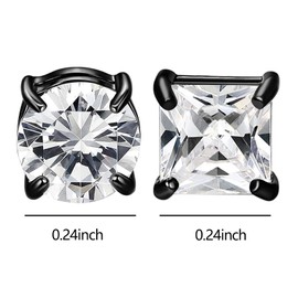 NEWITIN 4 Pairs Stainless Steel Magnetic Stud Earrings for Men Magnetic Earrings Men Clip on Earrings Non Piercing Earrings Unisex CZ Magnetic Earrings Diamond Earrings for Women Men, 6 MM, Metal, No