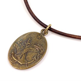 Stella Maris Virgin Mary Necklace - Women Star of the Sea Medal, Antique Protection Gift, Men Sea Lovers Saint, Fisherman and Ocean Travelers, Catholic Believes, Mens Religious Jewelry, Sailor