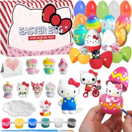 MDXYZ MDXYZ 21 Pcs Prefilled Easter Eggs with Surprise Toys Inside, Kitty Easter Basket Stuffers, Filled Eggs Hunt, Party Favors for Kids