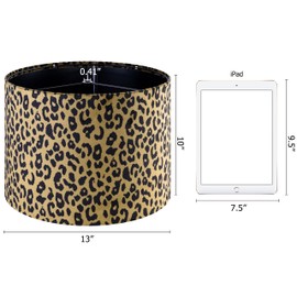 GOSO Drum Leopard Lamp Shades for Table Lamps Set of 2 Medium- Yellow Polka Dots Fabric DIY Lampshades -13" Top x 13" Bottom x 10" High (Spider) Required Assembly Art Deco-Mid-Century Shade