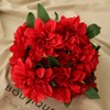 HoYuanFlo 10 Heads Dahlia Fake Flowers Artificial Dahlia Flowers Faux Flowers for Home Wedding Party Office Supplies (Red)