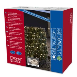 Konstsmide 3730-103 LED Lichterkette / für Außen (IP44) / Batteriebetrieben: 4xD 1.5V (exkl.) / mit Lichtsensor, 6h und 9h Timer / 240 Dioden / transparentes Kabel, weiß