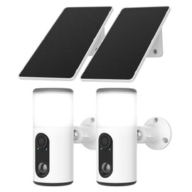 ANRAN Solar Security Cameras Wireless Outdoor with Light,2K Battery Powered Floodlight Camera with Color Night Vision & AI Motion Detection,2-Way Talk Spotlight Siren Alarm,Compatible with Alexa,2PCS