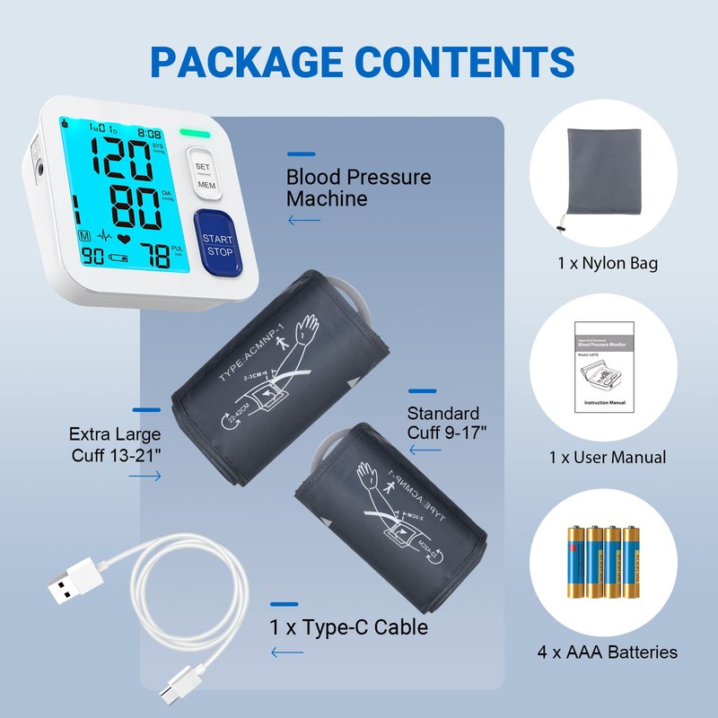 Blood Pressure Monitors for Home Use, 9-17'' & 13-21'' Extra