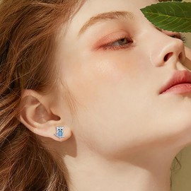 SHAOAN 925 Sterling Silver Owl Stud Earrings Opal Animal Earring Jewelry Gifts for Women