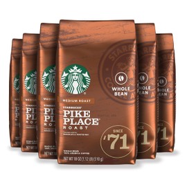 Starbucks Medium Roast Whole Bean Coffee Pike Place Roast 100% Arabica, 6 bags (18 Oz each), 108 Oz