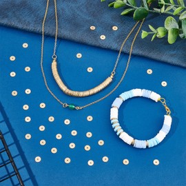 PH PandaHall 300pcs Gold Flat Round Heishi Beads, 6mm Brass Spacer Beads Golden Rondelle Beads Long-Lasting Beads Disc Loose Beads for DIY Craft Necklace Bracelet Earring Jewelry Making, Hole 1.2mm