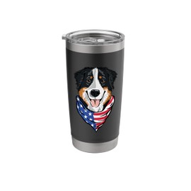 Cool Berner Vibes – Bernese Mountain Dog with a US Bandana Stainless Steel Insulated Tumbler