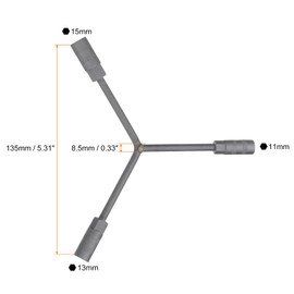HARFINGTON Y-Shaped 3 Way Socket Wrench 11mm 13mm 15mm Long Arm Y-Type 6-Point Inner Hexagon Spanner Bike Hex Wrench Torque Spanner for Bicycle Cycling Repair Hardware Tools, Grey