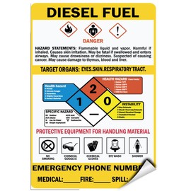Fuel Petrol Oil Fuel Danger Hazard Statements Hazard Sign Label Decal Sticker 12 inches x 18 inches