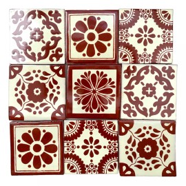 Escanver Tapete Azulejo Artesanal 10cm Talavera Mosaico Terracota 40p