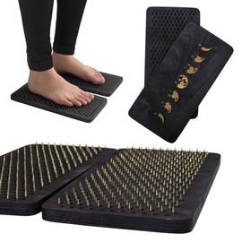 Sadhu board, Wooden Yoga Board for Acupressure and Meditation with Nails for Deep Tissue Massage, Acupuncture Massage, Nails Distance 0.39 In (10 mm) (ebony-moon, 0.39)