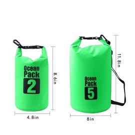 Bear Outdoor Dry Sack/Waterproof Bag for Boating, Kayaking, Hiking, Snowboarding, Camping, Rafting, Fishing and Backpacking (Green, 2L)