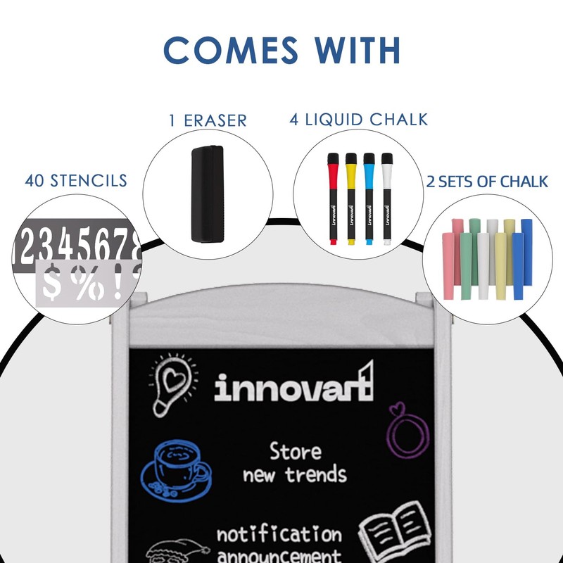 INNOVART Magnetic A-Frame Chalkboard Sign, Sidewalk Sign 45" x 17"
