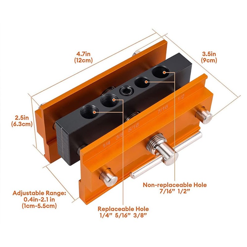 Tiardey Pocket Hole Jig Dowel Jig Clamping Range 10-60mm Drill