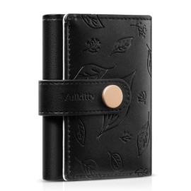 Vulkitty Small Wallet for Women, Trifold Leather Cute Womens Wallet with ID Window, RFID Blocking Security Ladies Wallet, Ultra Slim Compact Card Holder, Stylish Thin Women's Wallet, Black