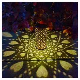 Solar Lanterns Outdoor Hanging Heart Pattern Decor Lantern,Waterproof Hollow Out Metal Decorative Garden Light,Graceful Decoration for Patio,Yard,Landscape,Walkway,Festival