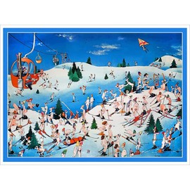 Nude Resort Funny Vintage Ski Poster - 22 x 28 inches, Comes in 2 Sizes