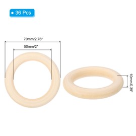 PATIKIL Wooden Rings for Crafting, 36 Pcs Smooth Macrame Wood Rings for Macrame Jewelry Making DIY Crafts, 2.76" OD 0.39" Thickness