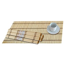 Set of 6 Placemats Bamboo Wood Bamboo 30 x 40 cm Beige