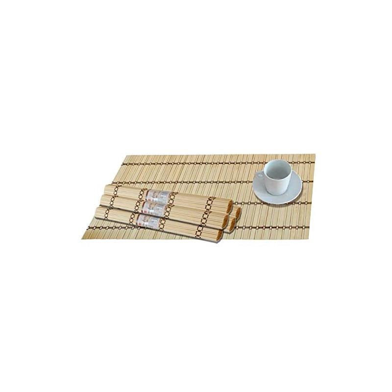 Set of 6 Placemats Bamboo Wood Bamboo 30 x 40