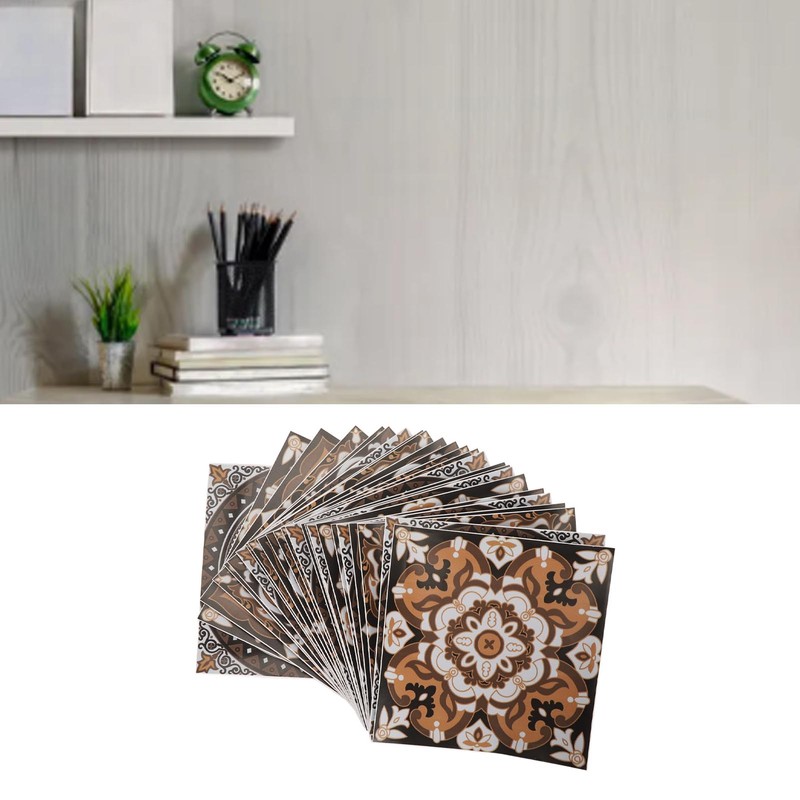 24Pcs Tile Sticker 15 X 15cm Waterproof Oil Resistant Retro
