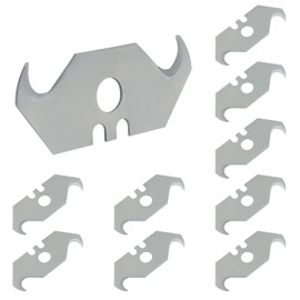 BokWin 10 Pack Hook Blades - Carbon Steel Hook Razor Blades & Curved Knife Blade for Cutting Carpets, Wallpaper, Roofing Materials | Steel Silver Utility Blade with Secure Storage Box