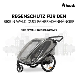 hauck Rain Cover for Bike N Walk Duo Bicycle Trailer 67 x 64 x 100 cm - with Ventilation Holes, Reflective Border - Quick and Easy Attachment to Children's Trailer - Foldable - Transparent