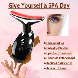 VGY 7-in-1 True Beauty Glow Facial Massager, Multifunctional Electric Red Light Therapy for Women (Black)
