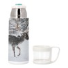 Stainless Steel Thermos Flask with Integrated Cup - Reindeer Profile
