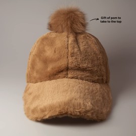 CHOK.LIDS Everyday Winter Fur Baseball Cap for Women Men Fleece Dad Hat Unisex Adjustable Lightweight Polo Style Curved Brim (Khaki)