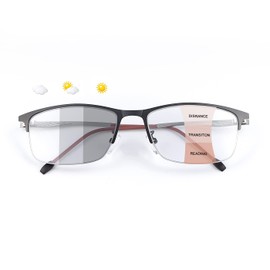 YIMI Photochromic Progressive Multifocus Reading Glasses for Men Women Spring Hinge UV400 Sunglasses Computer Blue Light Blocking Transition Glasses 1.0