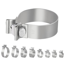 Swpeet 1Pc 3 Inches Exhaust Clamp Narrow Band, Stainless Steel Butt Joint Band Clamp Sleeve Coupler, Universal Joint Exhaust Pipe Muffler Clamp Band Ideal for Exhaust System