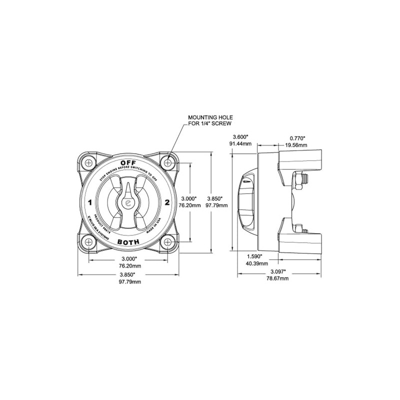 Blue Sea Systems 3000 HD-Series Heavy Duty On-Off Battery Switch