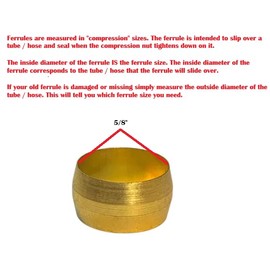 Sellerocity 20-Pack of Brass Compression Sleeves for 5/8" OD Tubing, Ferrules for Air, Water & Pneumatic Systems