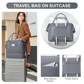 Spirit Airlines Personal Item Bag 18x14x8 Foldie Travel Duffel Bag Expandable Gym Sport Foldable Waterproof Weekender Carry On Overnight Luggage Weekend Bags Airplanes Women Men Eessentials,SlateGrey