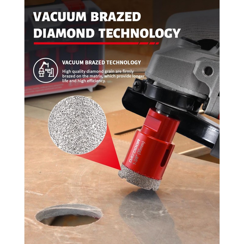 DAYDOOR Diamond Hole Saw Kit, 8-Piece Tile Hole Saw Kit