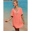 SimpleFun Womens Beach Cover Up Flowy V Neck Short Sleeve