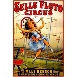 Circus, Clown, Carnivals Sells Floto Poster Vintage-11 x 17 Inches (Black - Framed)
