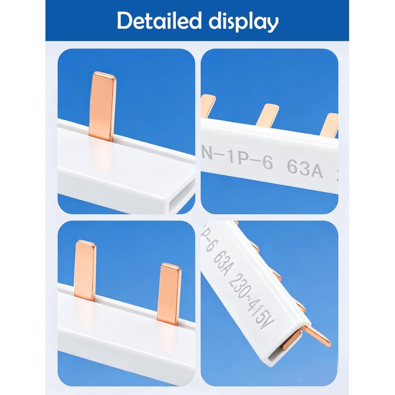 Tissting 6 Way Bus Bar, 63A 230-415V Copper PVC Insulated